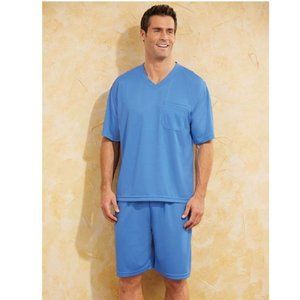 NEW Choose Sz Mens French Blue Insta Dry Shirt & Elastic Waist Shorts Lounge Set
